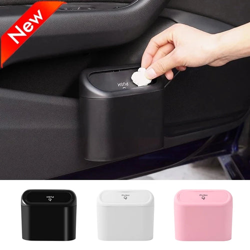 Portable Hanging Mini Car Trash Can, Wastebasket with Lid, for Car Office Home, Auto Storage Bin Accessories