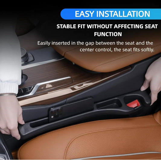 2 Pack Car Seat Gap Organizer, Seat Gap Filler Plug for Cars, Suvs & Trucks – Prevents Lost Items, Great for Rideshare, Daily Commute & Long Trips, Universal Fit PU Leather, Black