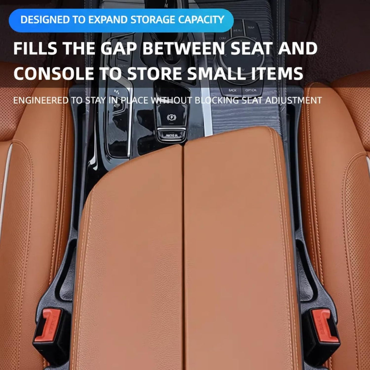 2 Pack Car Seat Gap Organizer, Seat Gap Filler Plug for Cars, Suvs & Trucks – Prevents Lost Items, Great for Rideshare, Daily Commute & Long Trips, Universal Fit PU Leather, Black