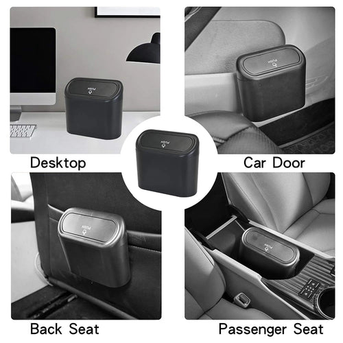 Portable Hanging Mini Car Trash Can, Wastebasket with Lid, for Car Office Home, Auto Storage Bin Accessories