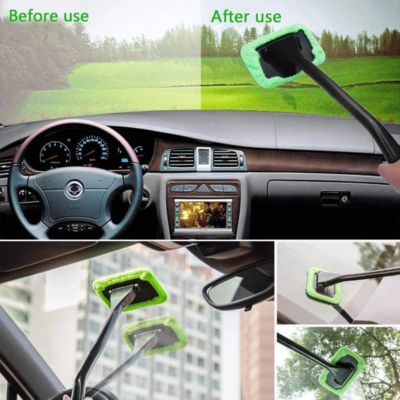 Car Window Cleaner Brush Kit Windshield Wiper Microfiber Wiper Cleaner Cleaning Brush Auto Cleaning Wash Tool with Long Handle