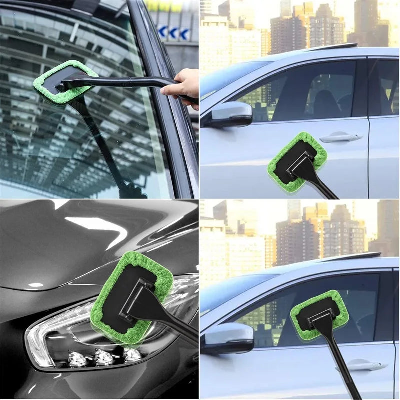 Car Window Cleaner Brush Kit Windshield Wiper Microfiber Wiper Cleaner Cleaning Brush Auto Cleaning Wash Tool with Long Handle